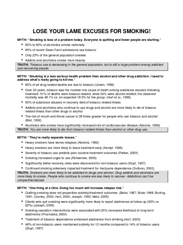 Tobacco Handout PDF Smoking Cessation Tobacco Smoking