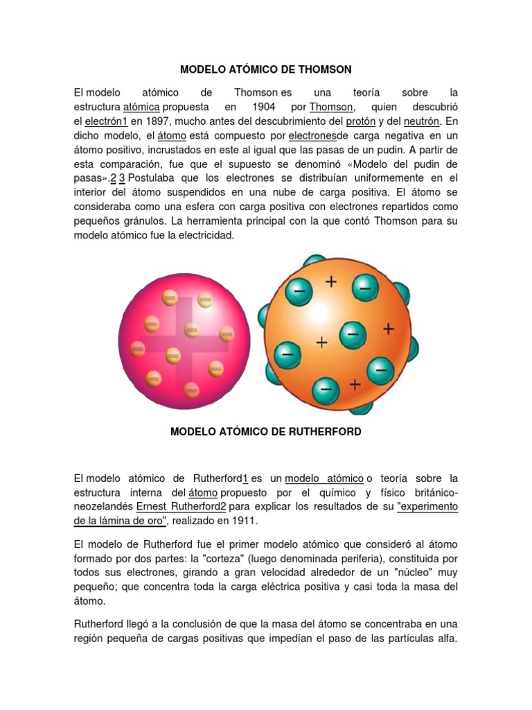 Modelo Atómico de Thomson | PDF | Átomos | Núcleo atómico