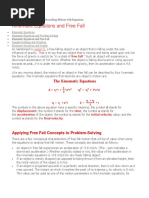 Kinematic Equations and Free Fall