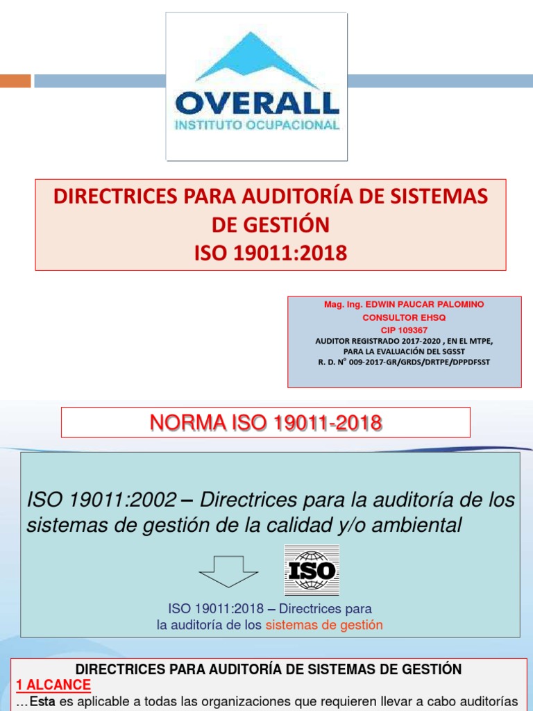 Iso 190112018 Auditoría Organización Internacional Para La