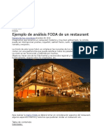 Ejemplo de Análisis FODA de Un Restaurant - Análisis FODA
