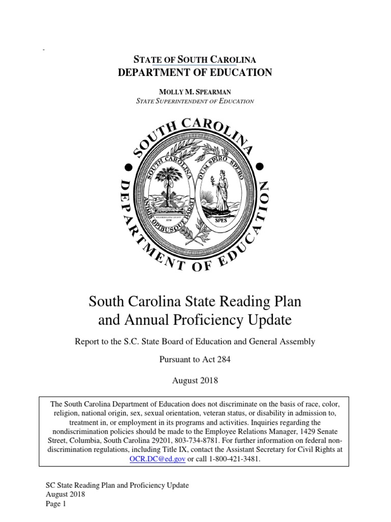 State Reading Plan 2018-7-03 | PDF | Literacy | Act (Test)