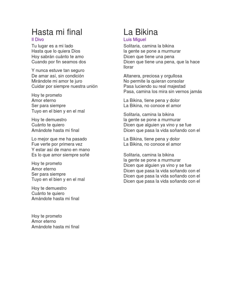 Letras de Canciones | PDF | Ocio