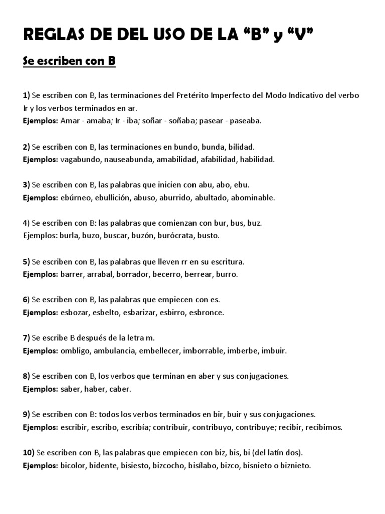 El Uso de La B y V | PDF | Morfología | Conjugación gramatical