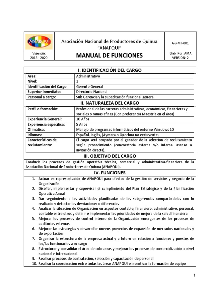 Manual De Organizacin Y Funciones De Una Empresa
