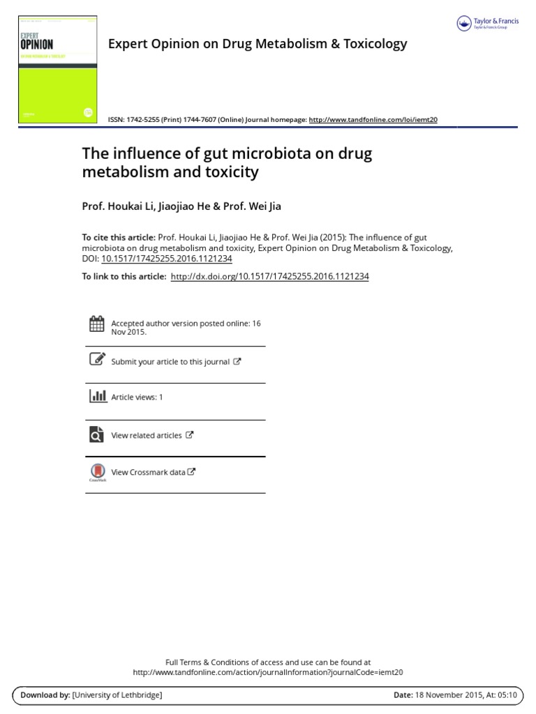 Gut Microbiota's Role in Drug Metabolism | PDF | Microbiota | Chemotherapy