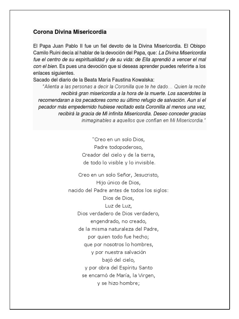 Rosario de La Divina Misericordia | PDF | Rosario | María, madre de Jesús