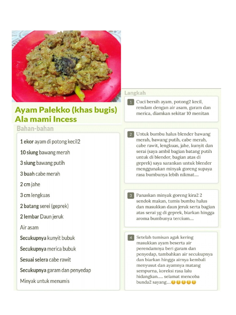 Resep Nasu Palekko Ayam | PDF