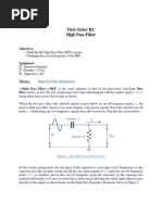 First Order RC High Pass Filter: Objectives