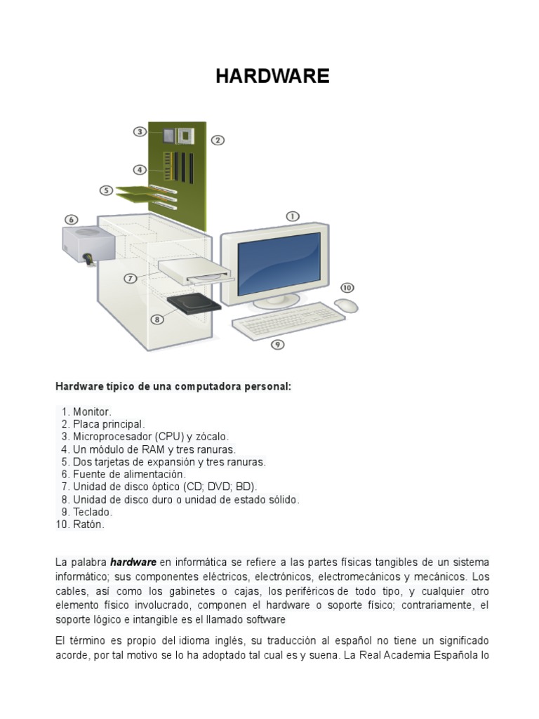 Componentes Esenciales del Hardware Informático | PDF | Hardware de la ...