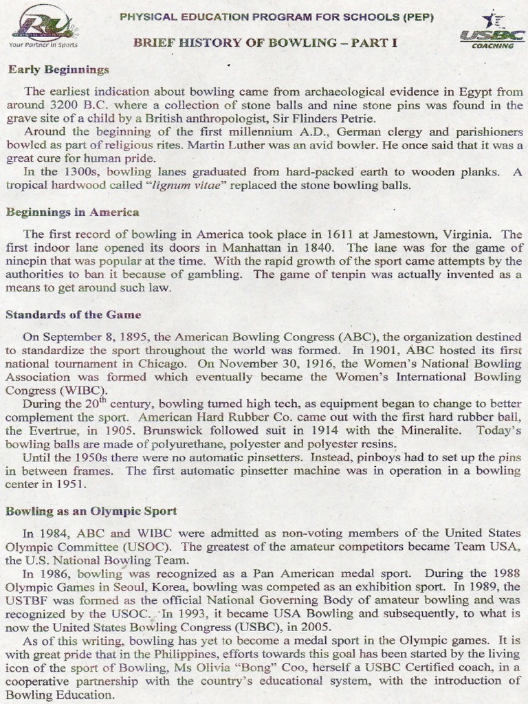 Bowling History Part 1 PDF