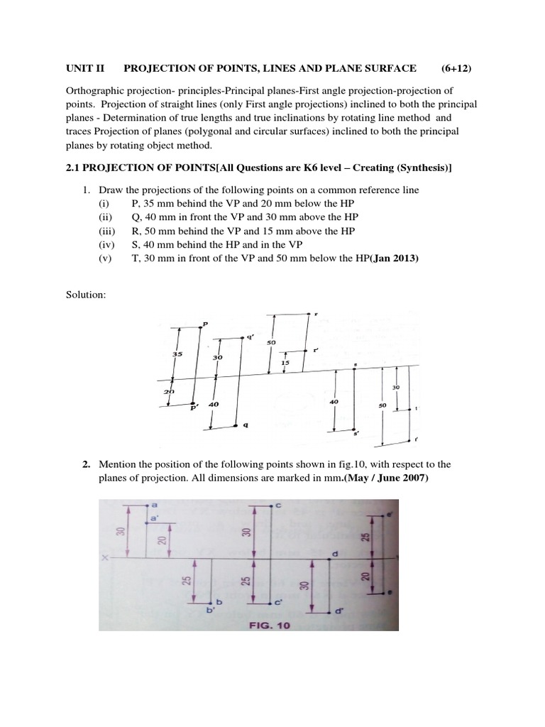 Engineering Graphics Projection Problems | PDF | Angle | Orbital ...