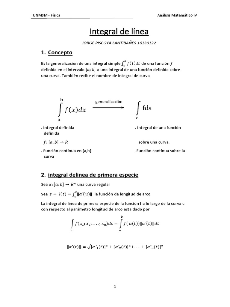 Integral de Línea en Análisis Matemático | PDF | Integral | Curva