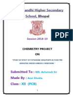 Chemistry Project On Study of Effect of Potassium Bisulphite As Food Pre-Servative Under Various Conditions