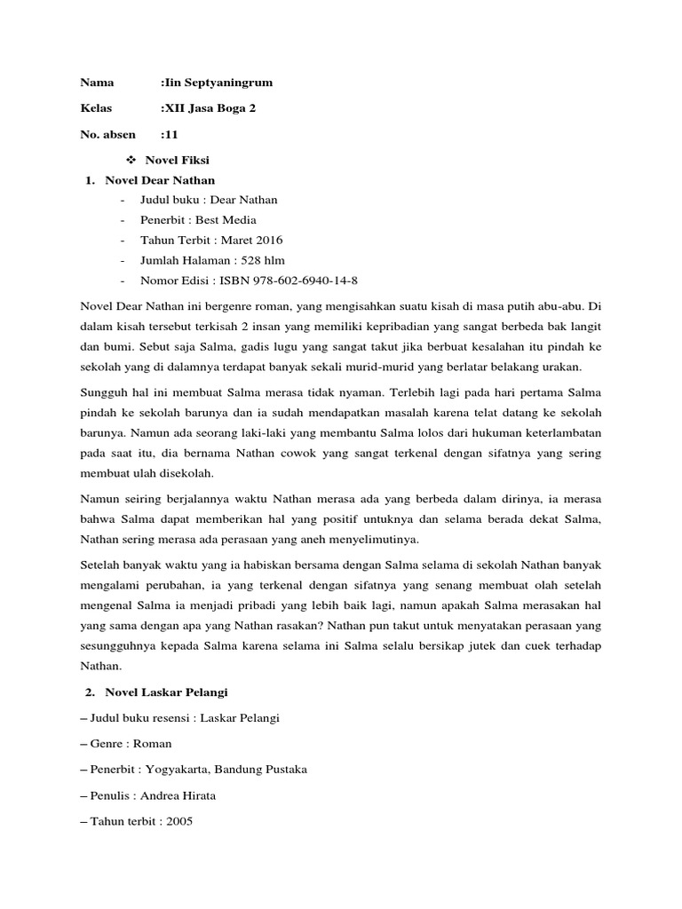 Kumpulan Resensi Novel 2018