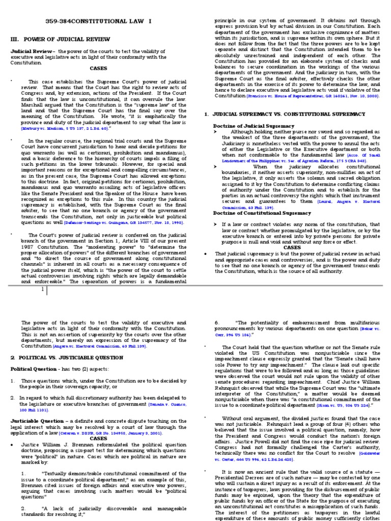 Power of Judicial Review Explained | PDF | Standing (Law) | United ...