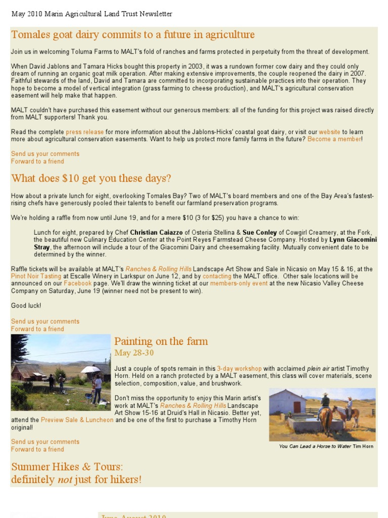 Tomales Goat Dairy Commits To A Future in Agriculture PDF Food And