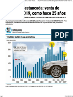 Argentina Estancada Venta de Autos en 2019 Como Hace 25 Años