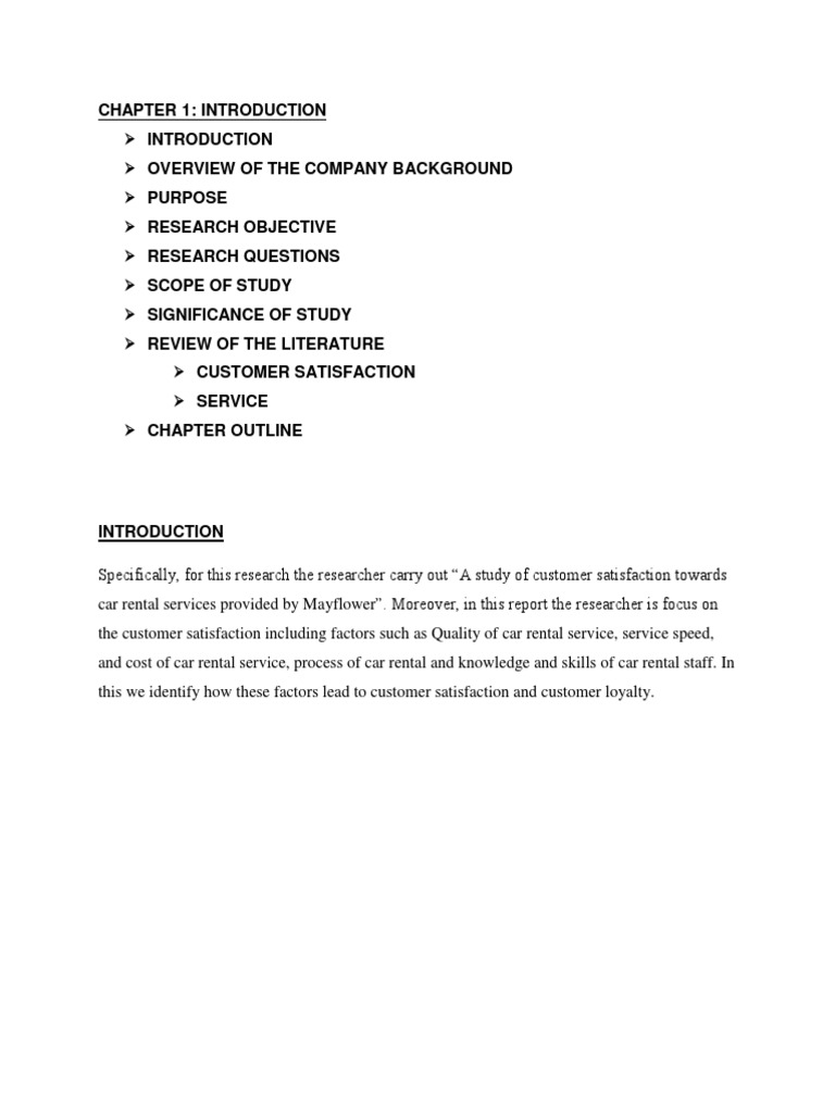 "A Study of Customer Satisfaction Towards Car Rental Services Provided