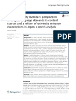 University Faculty Members' Perspectives On English Language Demands in Content Courses and A Reform of University Entrance Examinations in Japan: A Needs Analysis