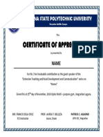 Certificate of Appreciation: Laguna State Polytechnic University