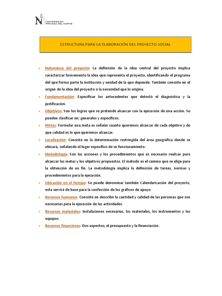 Estructura de un Proyecto Social | PDF