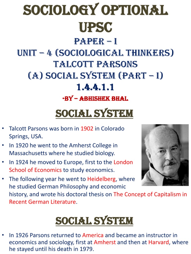Talcott Parsons Social System