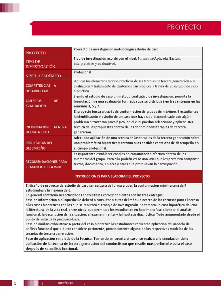 Proyecto PDF | PDF | Caso de estudio | Evaluación