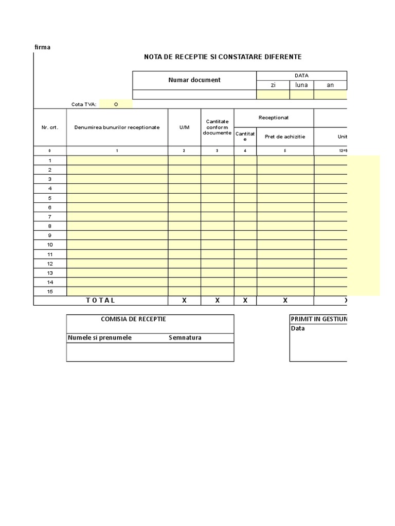 Nota de Receptie si Constatare Diferente | PDF