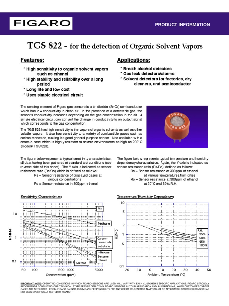 FIGARO TGS 822 Sensor PDF | PDF | Chemistry | Electromagnetism