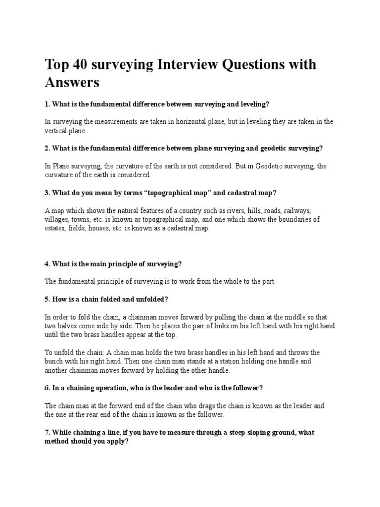 Land Surveyor Interview Questions And Answers Pdf