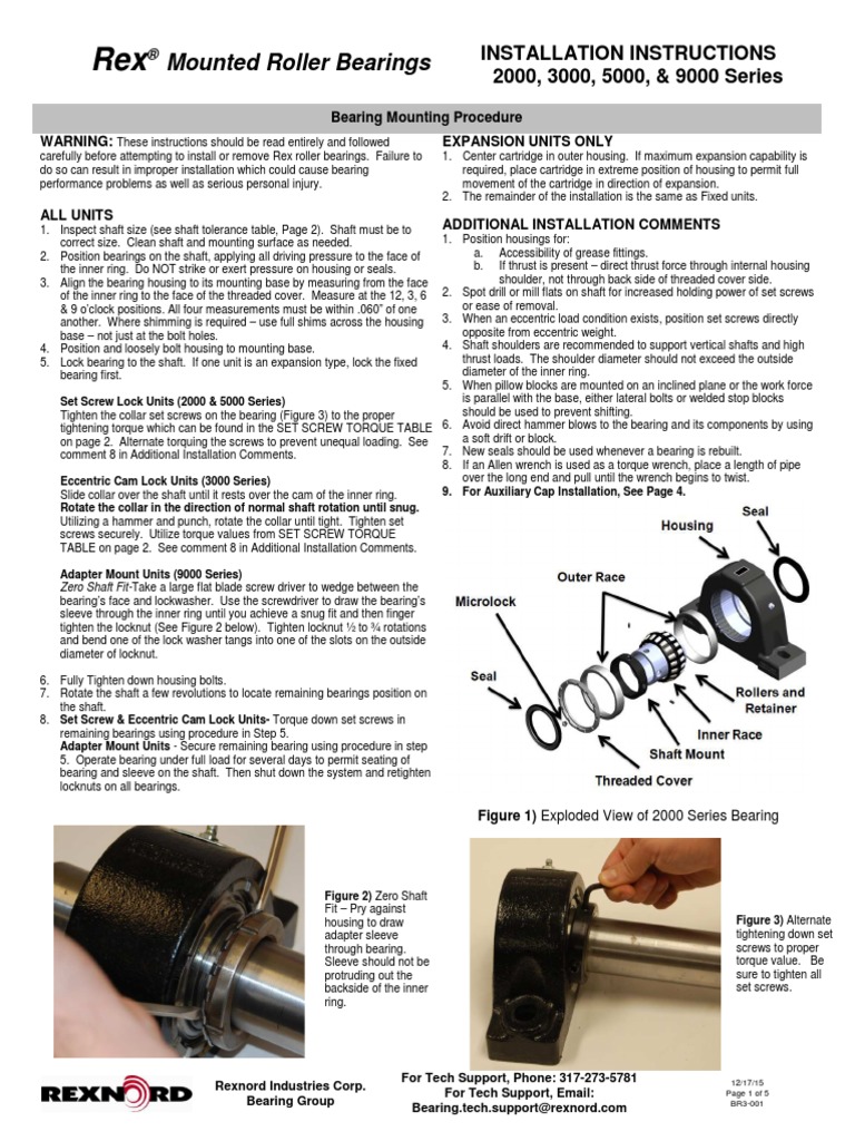 BR3 001 - Rex 2000,3000,5000,9000 Series Roller Bear | PDF | Bearing  (Mechanical) | Screw