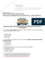 Armazém de Textos - Exercícios Sobre - Encontros Vocálicos - Consonantais e Dígrafos - Com Gabarito PDF