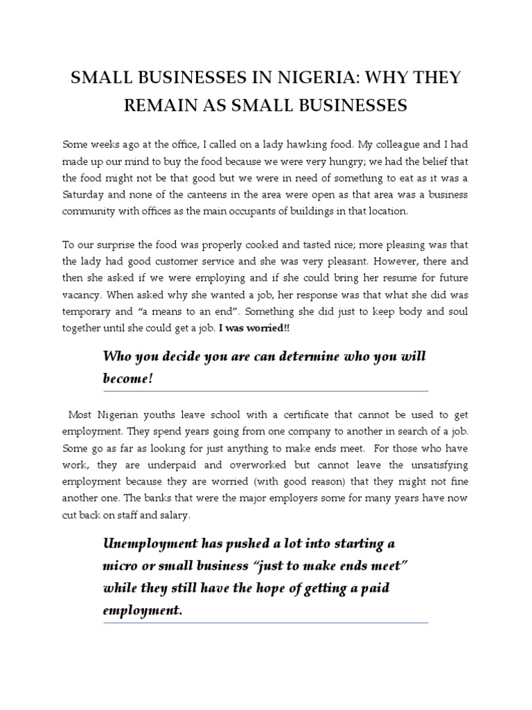 Growing Small Businesses in Nigeria | PDF | Economies | Foreign ...