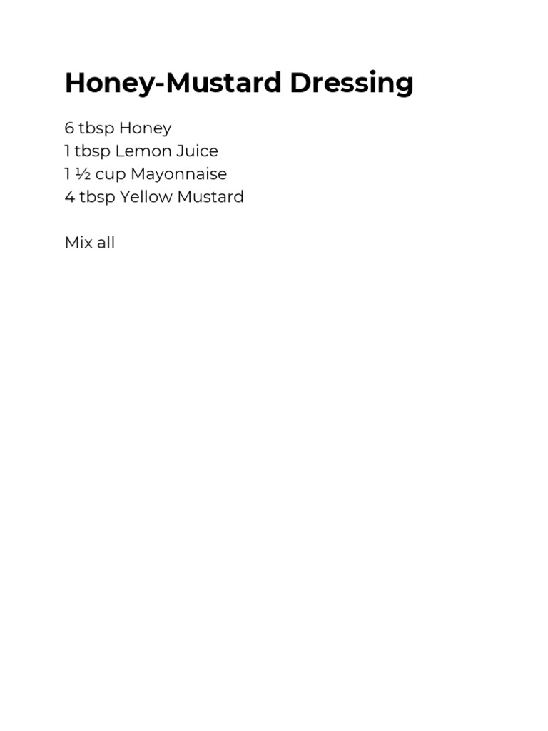 Honey Mustard Dressing PDF