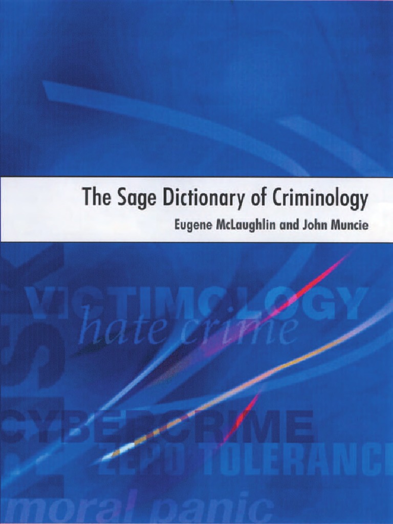 The Sage Dictionary of Criminology PDF Criminology Crime & Violence