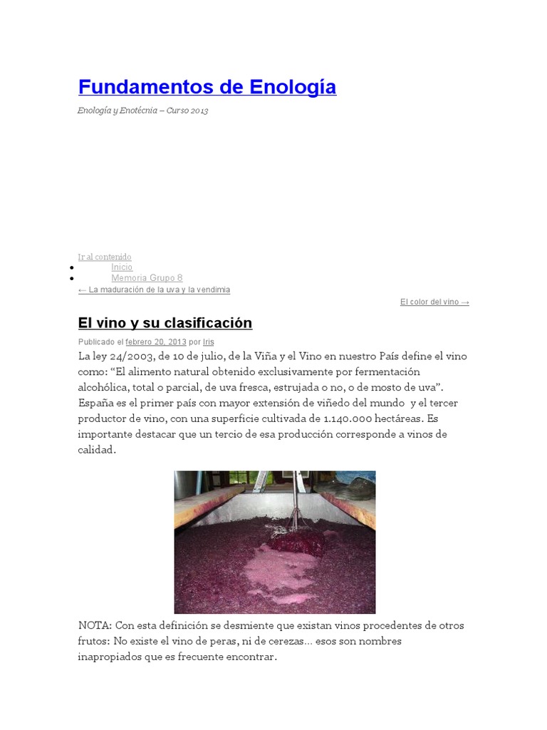 Clasificación de Vinos en Enología | PDF | Vino | Vitis