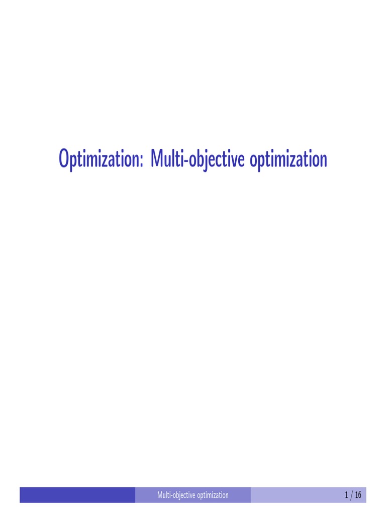 Multi-Objective Optimization Guide | PDF | Mathematical Optimization ...