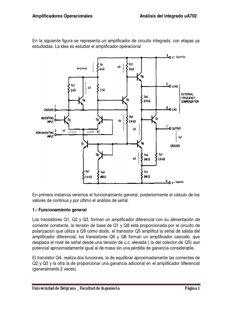 Análisis del amplificador uA702 | PDF | Circuitos análogos ...