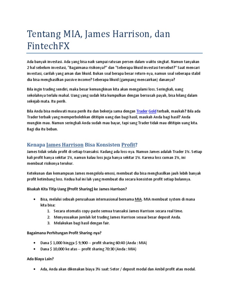 Investasi Forex Mia Fintech Fx - 
