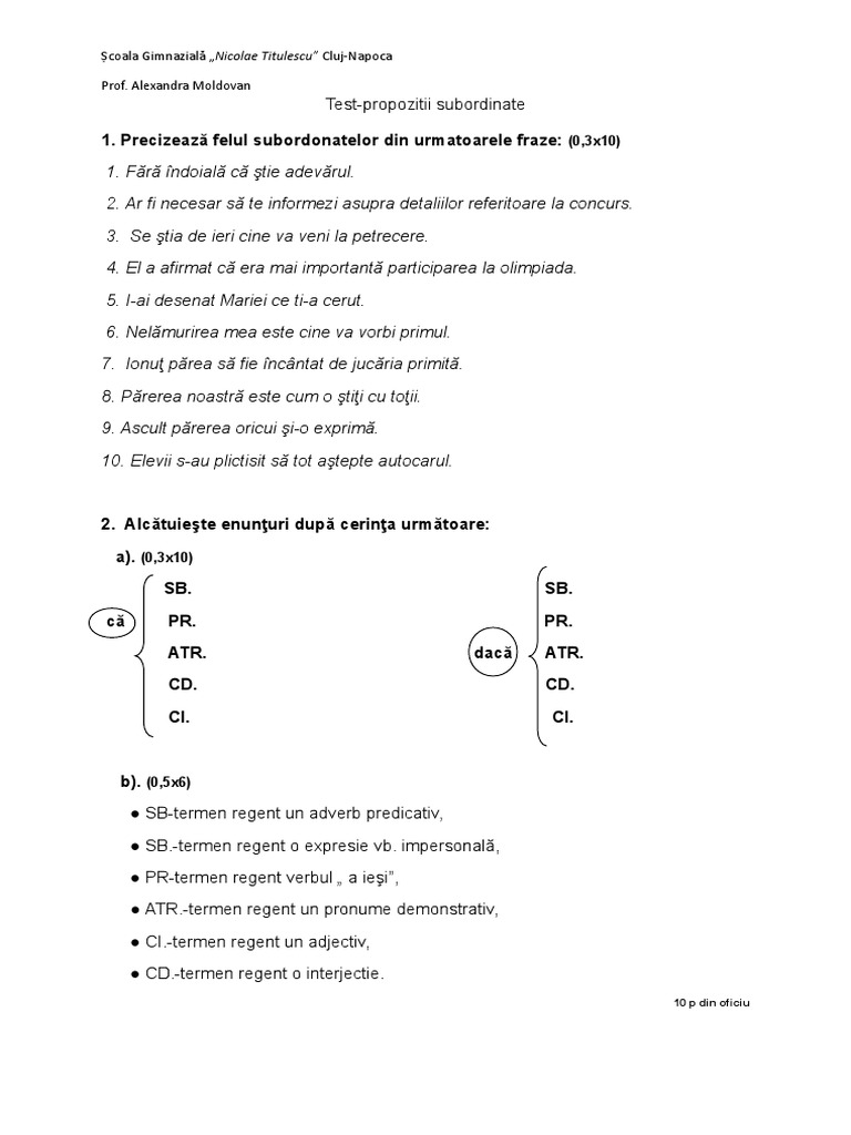 Test Subordonate | PDF