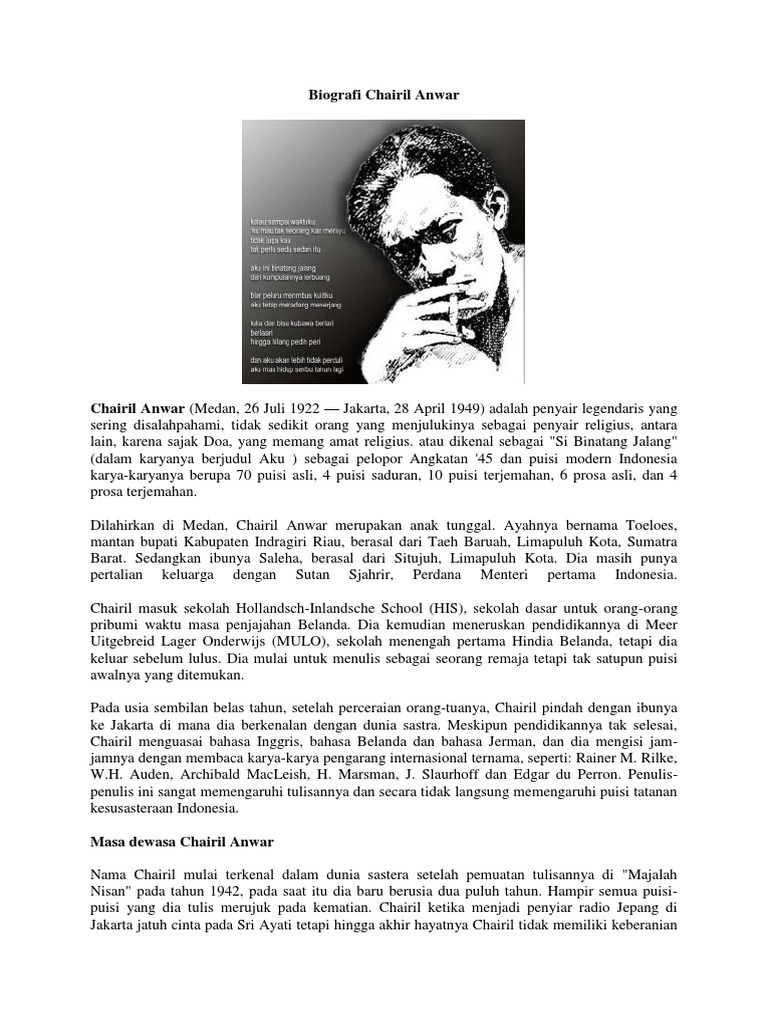 Penyair Puisi Modern Indonesia Kumpulan Puisi