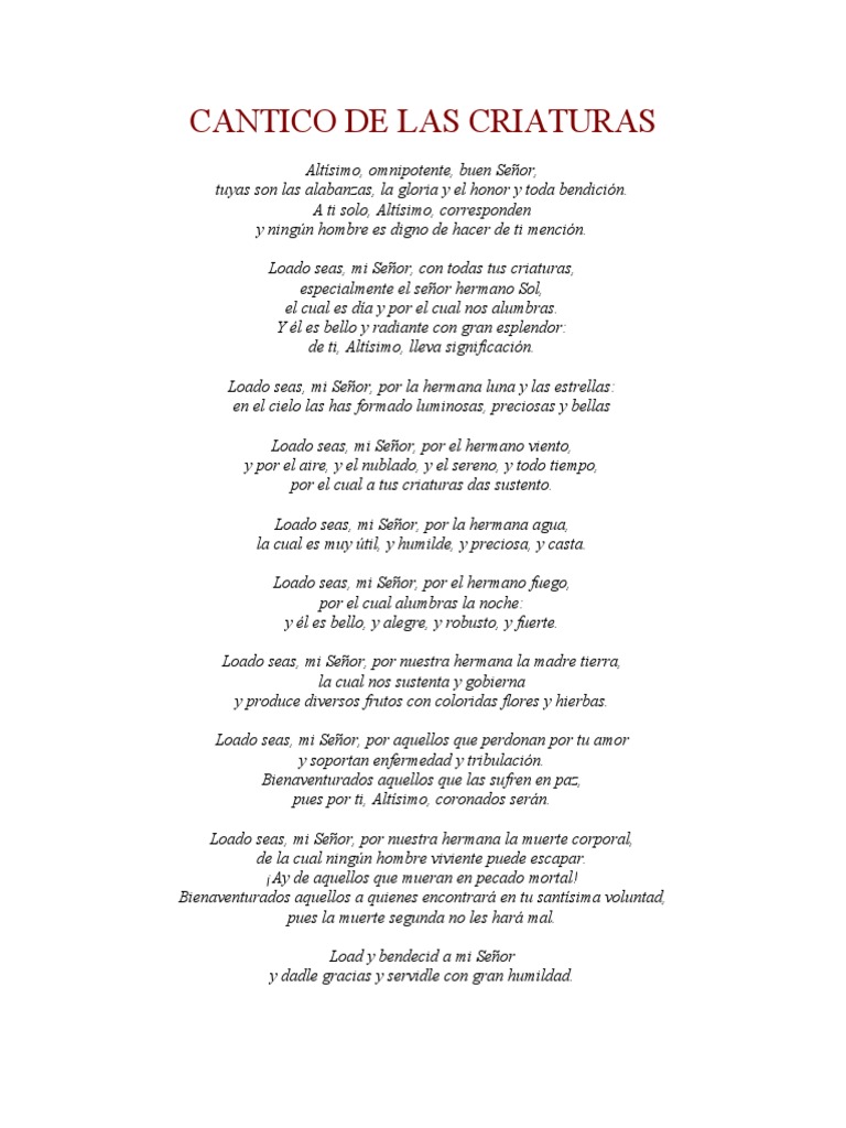 Cantico de Las Criaturas | PDF