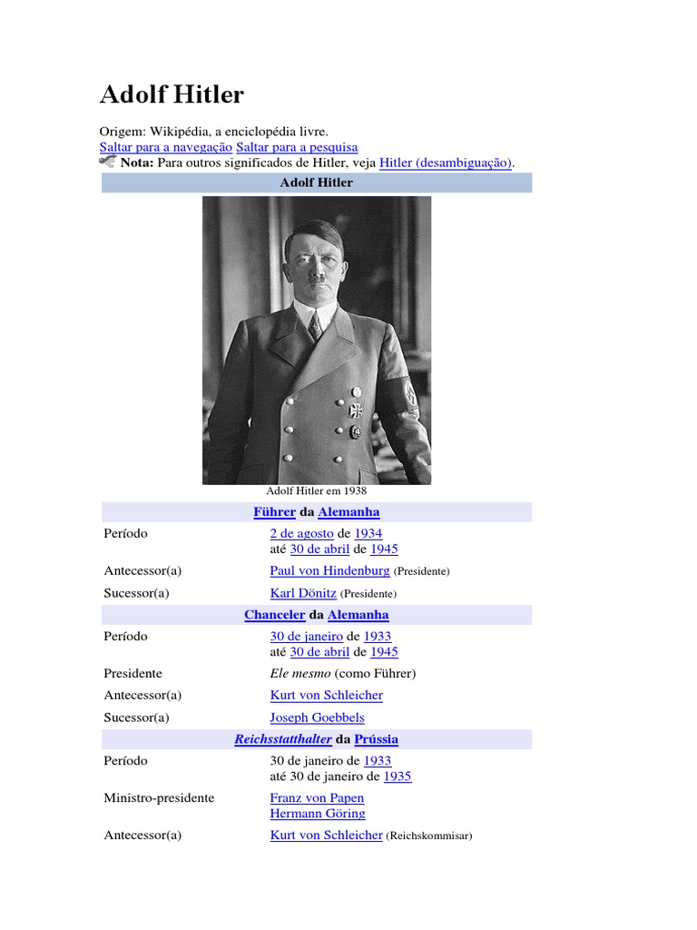 A História Exclusiva de Adolf Hitler | PDF | Adolf Hitler | Alemanha ...