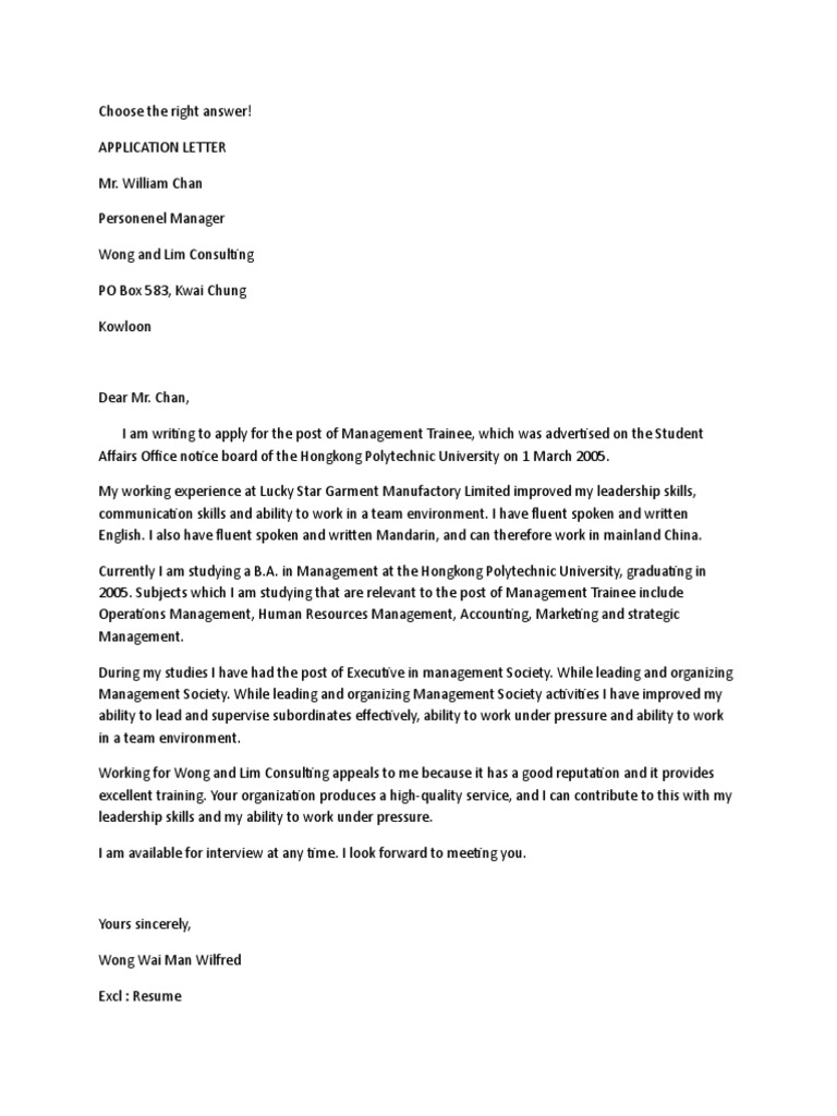 Application Letter Latihan Soal Business