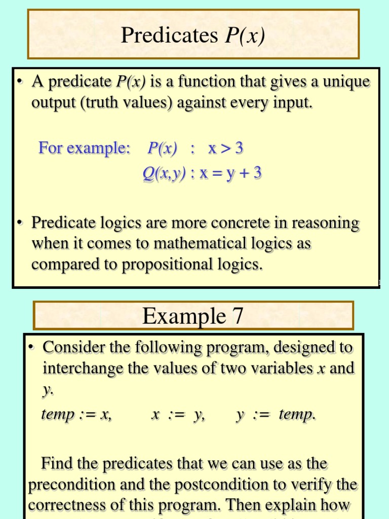 Predicates P (X) : - A Predicate P (X) Is A Function That Gives A ...