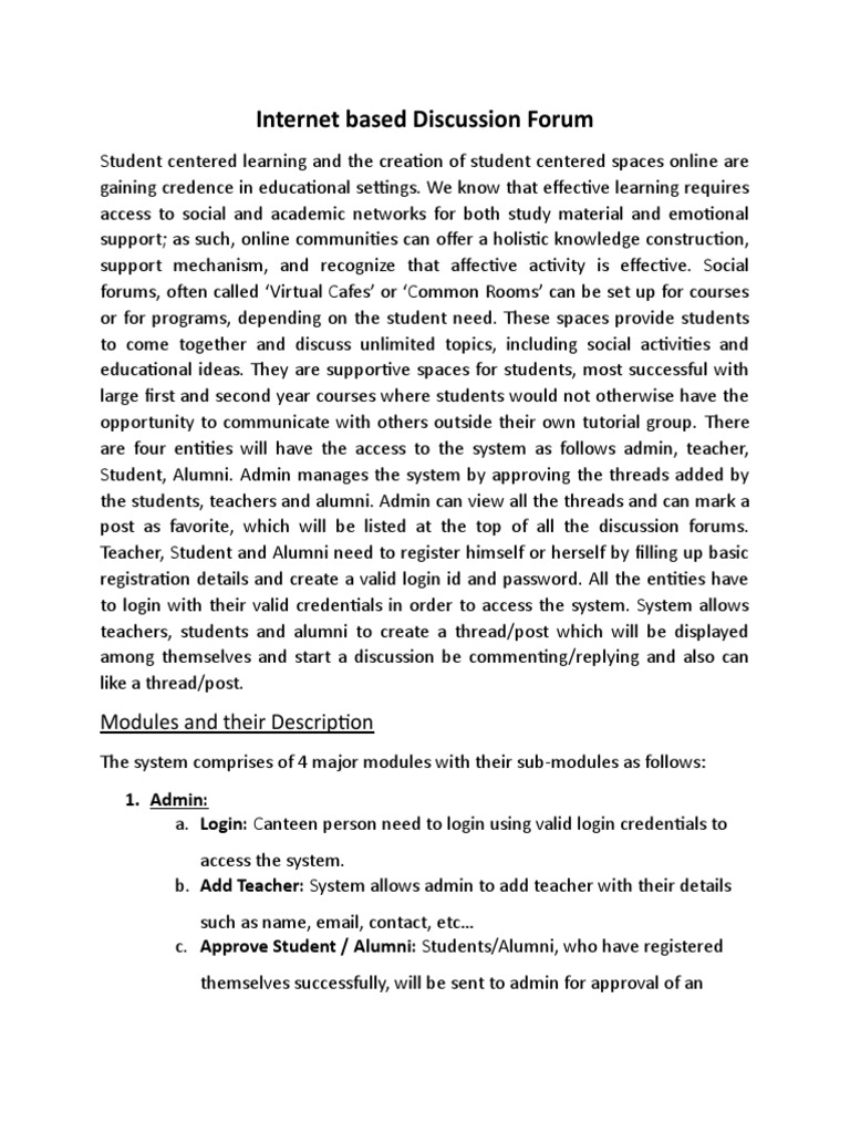 Based Discussion Forum Modules and Their Description PDF