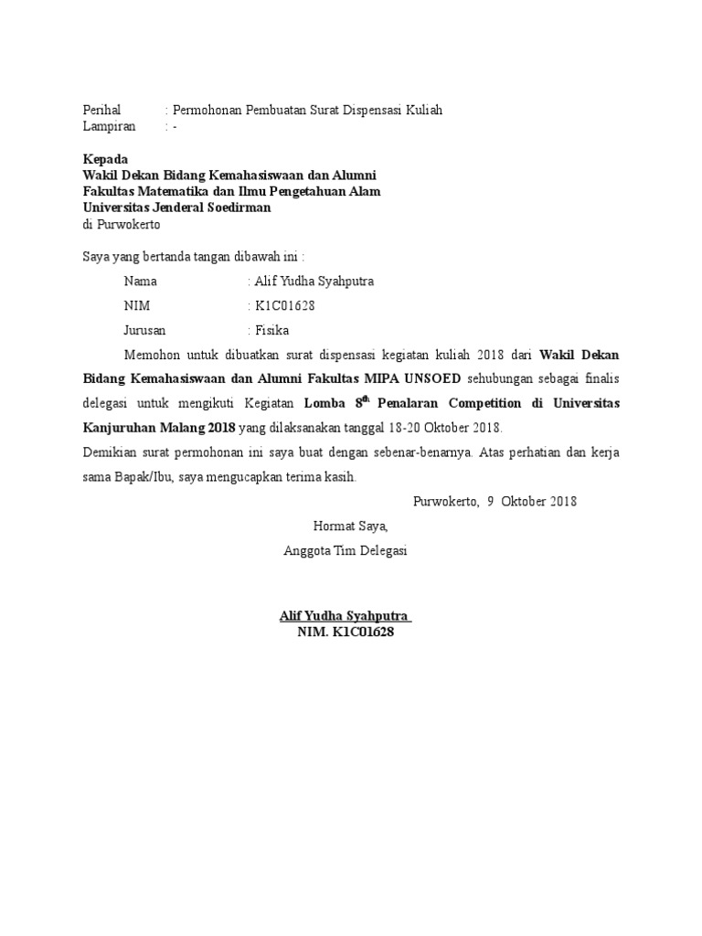 Surat Izin Dispen