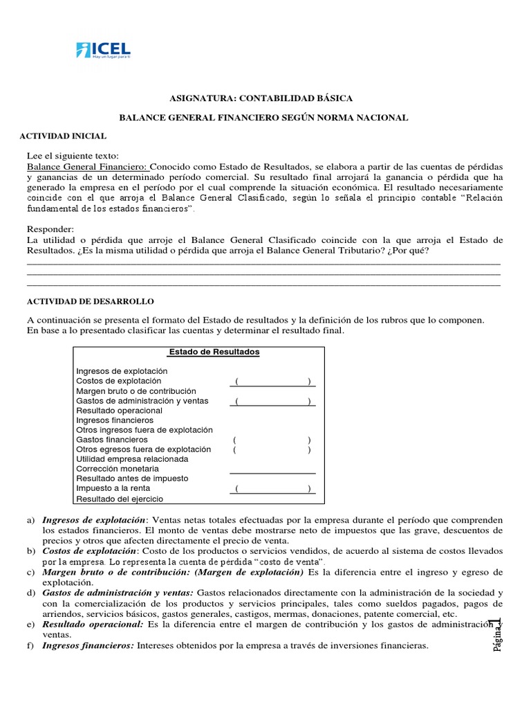 Balance General y Estado de Resultados | PDF | Estado de resultados ...