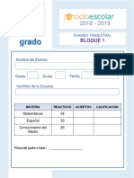 Examen Trimestral Segundo Grado BLOQUE1 2018-2019